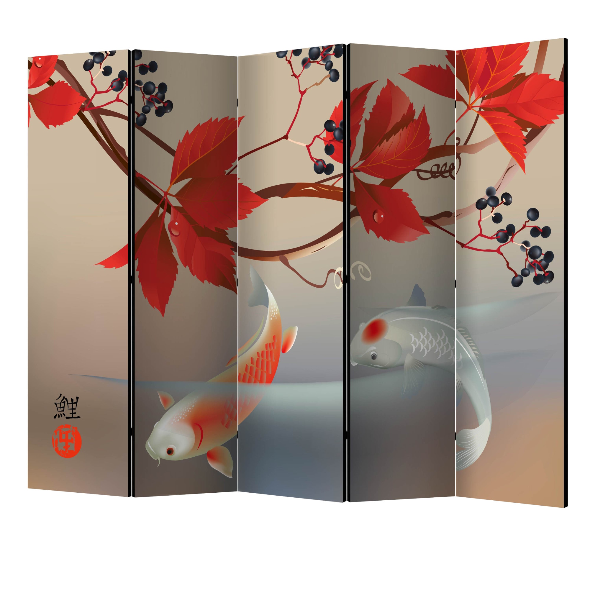 Paravan din 5 parti - PeSte fericit II - 225 x 172 cm
