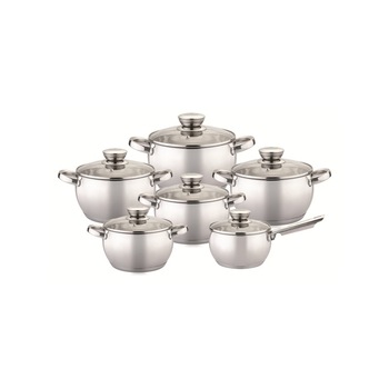 Set de oale bombate din inox Bohmann, 12 piese, 2.1L, 2.1L, 2.9L, 3.9L, 5.1L, 6.6L Set de oale bombate din inox Bohmann, 12 piese, 2.1L, 2.1L, 2.9L, 3.9L, 5.1L, 6.6L