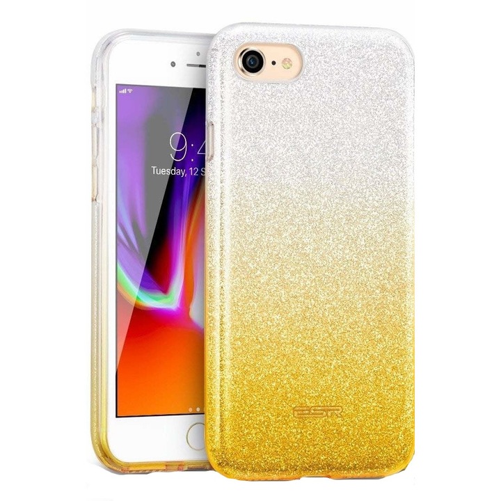 Xiaomi Redmi 7A kompatibilis csillogó ezüst/arany tok