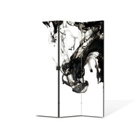 Paravan de Camera Premium Modern BTex ArtDecoMag din 3 Panouri Abstract Decorativ Fum B&W 105 x 150 cm