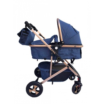 Carucior 2 in 1 reversibil, transformabil landou-sport, 808 Albastru - Krista® Carucior 2 in 1 reversibil, transformabil landou-sport, 808 Albastru - Krista®