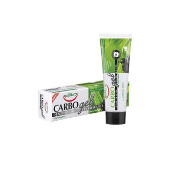 Gel pentru albirea dintilor si purificare, CARBOgel, EQUILIBRA, cu 30% Aloe Vera si carbune activ, tub 75 ml Gel pentru albirea dintilor si purificare, CARBOgel, EQUILIBRA, cu 30% Aloe Vera si carbune activ, tub 75 ml