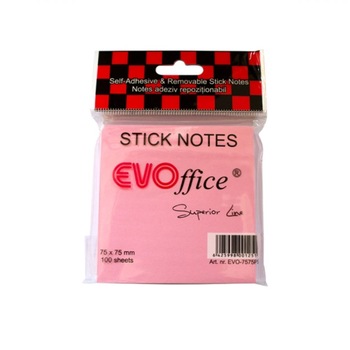 Notite Adezive EVOffice, Dimensiunea 75x75 mm, Culoare Roz Pastel, 100 File, Ideale pentru Mesaje si Memento-uri Notite Adezive EVOffice, Dimensiunea 75x75 mm, Culoare Roz Pastel, 100 File, Ideale pentru Mesaje si Memento-uri