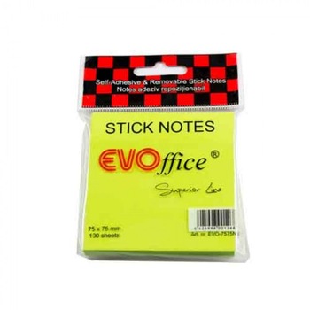Notite Adezive EVOffice, Dimensiunea 75x75 mm, Culoare Galben Neon, 100 File, Ideale pentru Mesaje si Memento-uri Notite Adezive EVOffice, Dimensiunea 75x75 mm, Culoare Galben Neon, 100 File, Ideale pentru Mesaje si Memento-uri