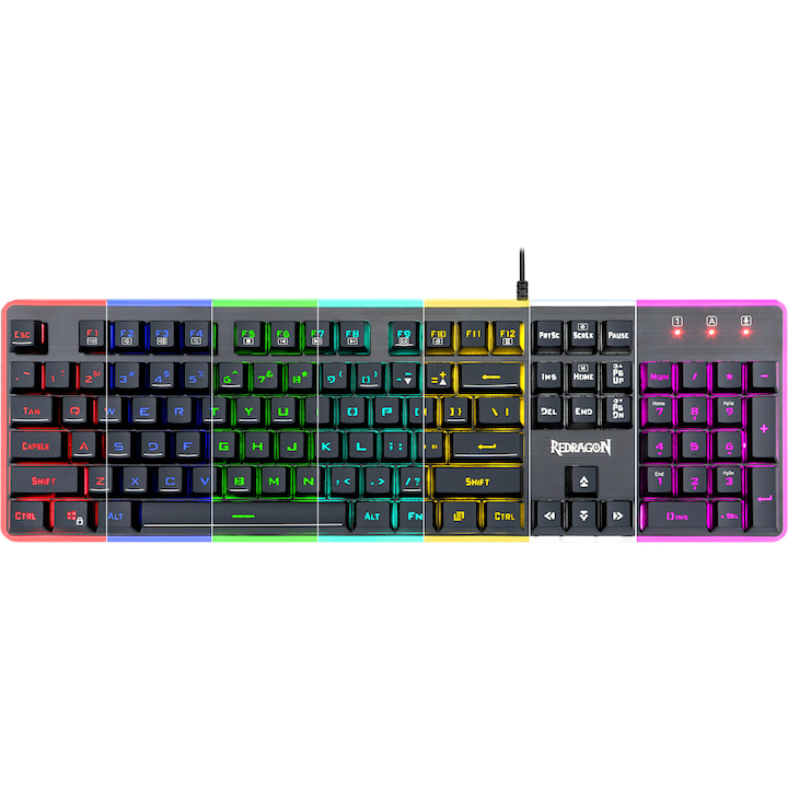 Tastatura gaming Redragon Dyaus 2, iluminare RGB, Negru