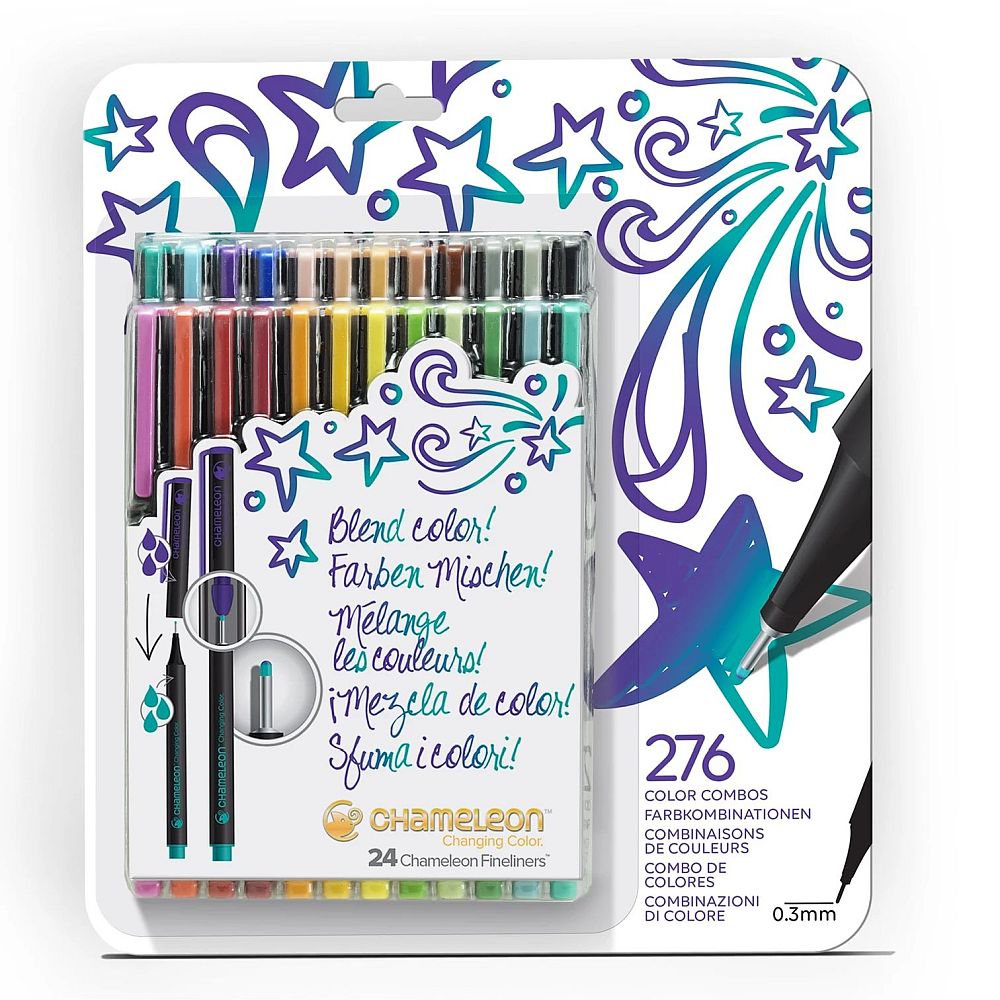 Fineliner multicolor CHAMELEON cu tonuri multiple de culoare 24/set Bold