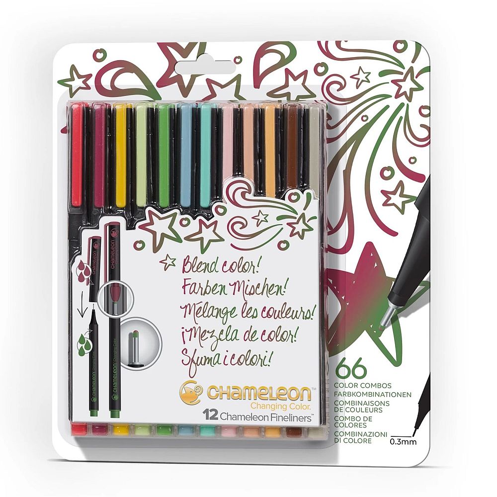 Fineliner multicolor CHAMELEON cu tonuri multiple de culoare 12/set Designer