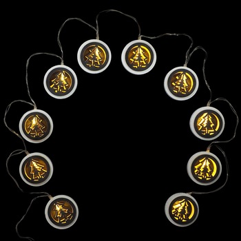 Instalatie luminoasa Holly cu 10 braduti din lemn, 160cm + 30cm Instalatie luminoasa Holly cu 10 braduti din lemn, 160cm + 30cm