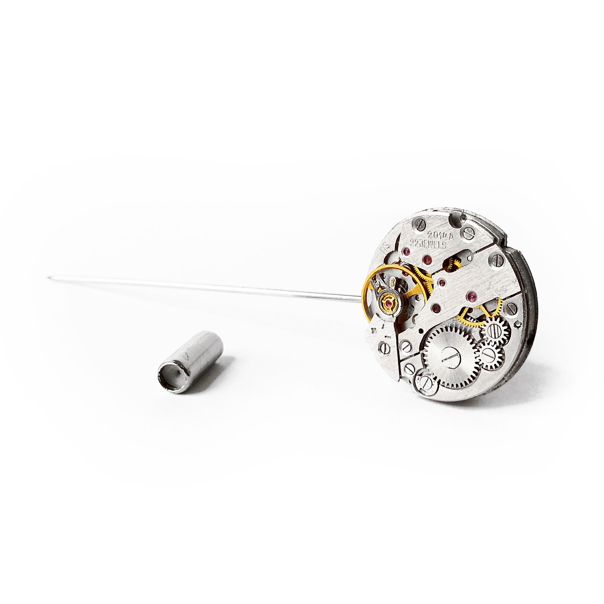 Ac de Rever (de piept) cu mecanism de ceas inox, accesorii steampunk, handmade EmilyRay,