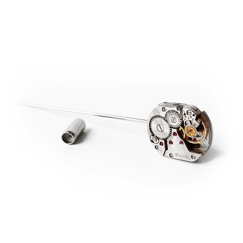 Ac de Rever (de piept) cu mecanism de ceas inox, accesorii steampunk, handmade EmilyRay,