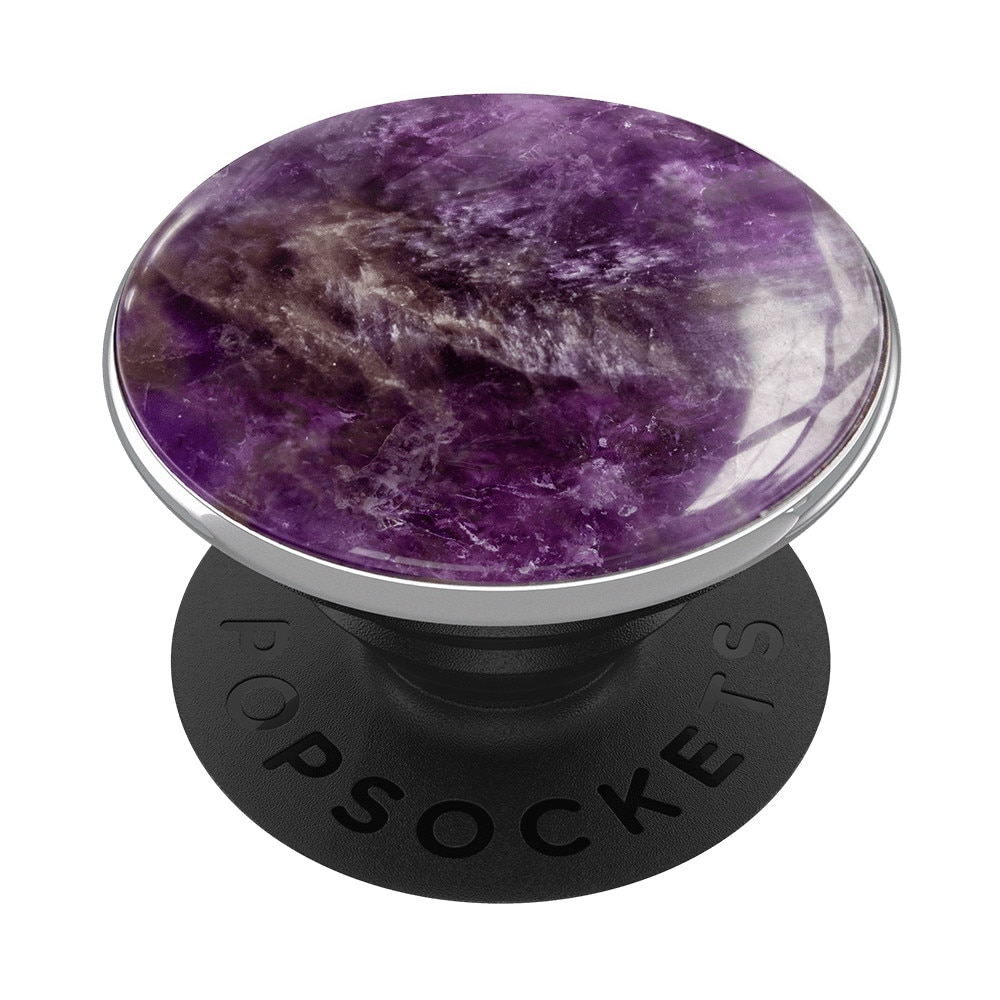Suport universal de telefon si tableta Popsockets® , accesoriu PopGrip Genuine Amethyst, fabricat din piatra naturala