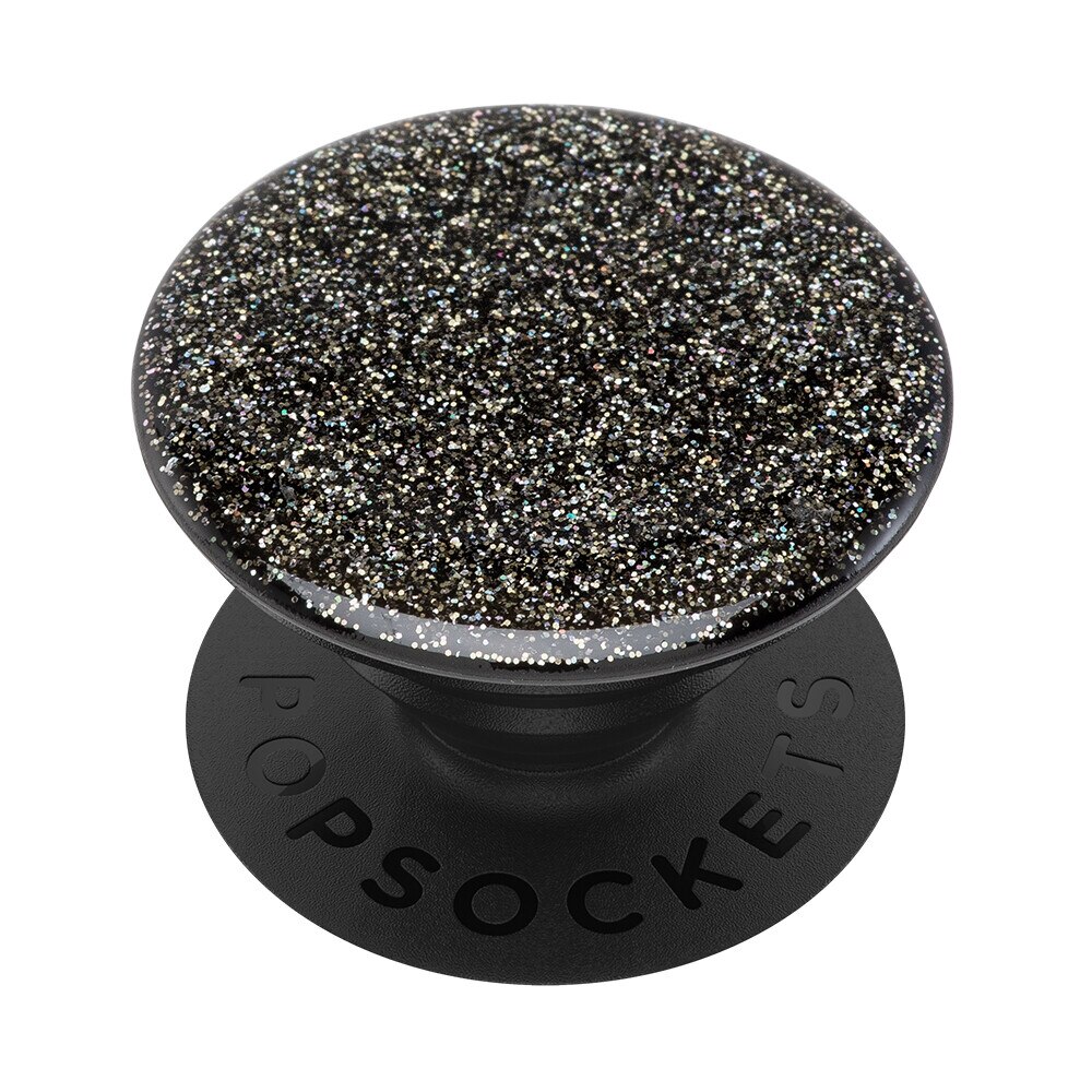 Suport universal de telefon si tableta PopSockets, accesoriu PopGrip Glitter Black, acoperit cu sclipici