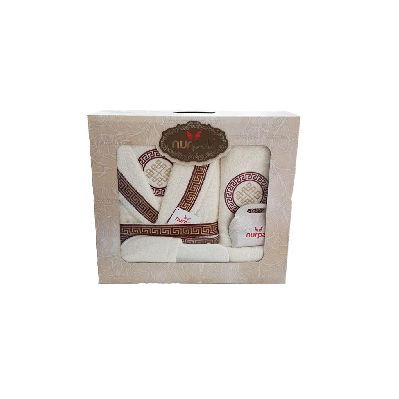 Set de baie 3 piese Nurpak , bordo + auriu