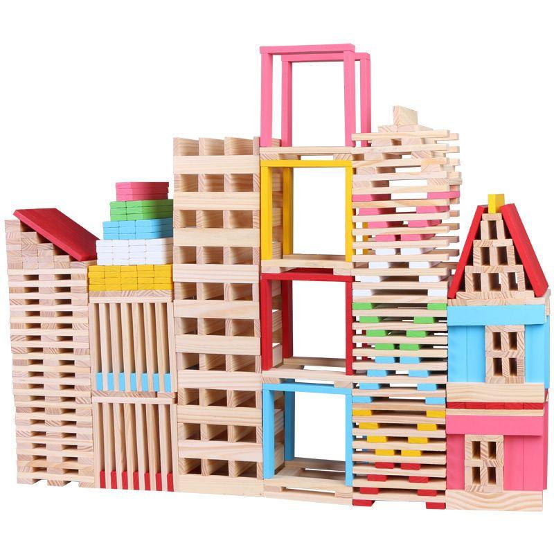 Set 150 piese de lemn pentru constructii - Krista®