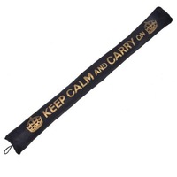 Perna decorativa 3 in 1, functie de protectie impotriva curentului si a vantului, de opritor usa si de decoratie, model cu mesaj Keep Calm, 90 x 10 cm, Topi Dreams