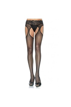 Ciorapi, Leg Avenue, Lycra Sheer Garter Panty Hose 1988, cu decupaje si banda din dantela, negru, One Size Ciorapi, Leg Avenue, Lycra Sheer Garter Panty Hose 1988, cu decupaje si banda din dantela, negru, One Size