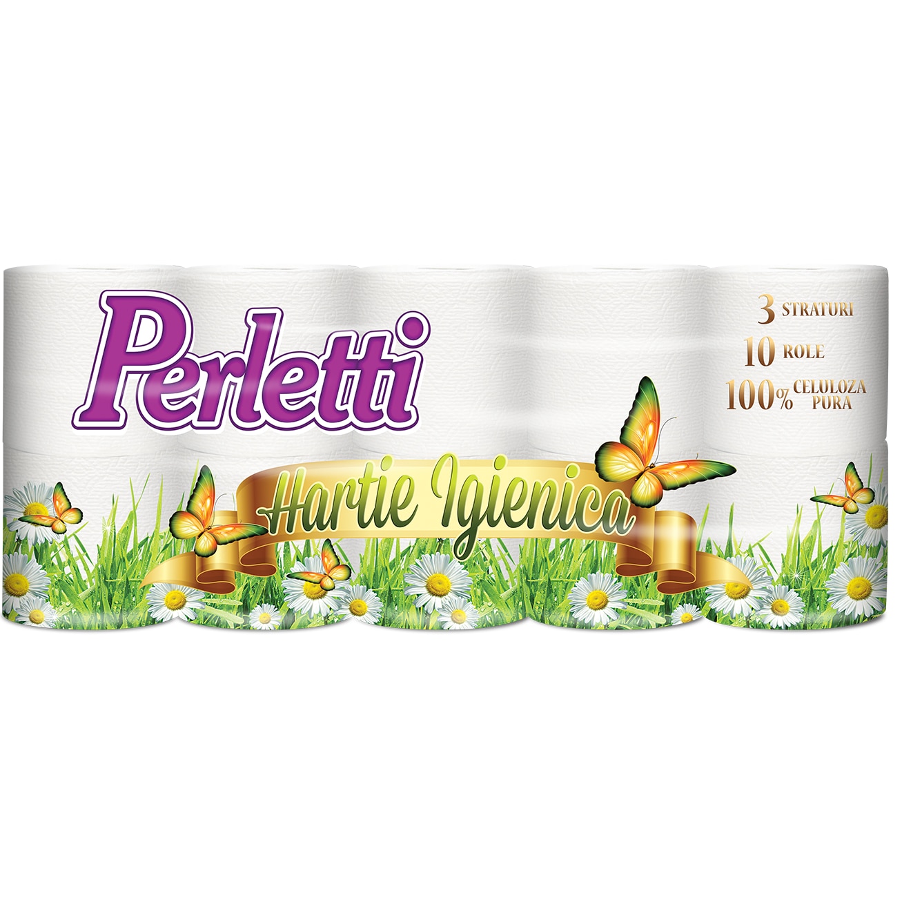 Hartie igienica parfumata Perletti, 3 straturi, 10 role