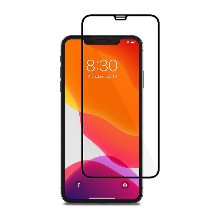 Стъклен протектор за дисплей MBX 5D Full закалено стъкло с цяло лепило - iPhone 11 (6.1), Черен