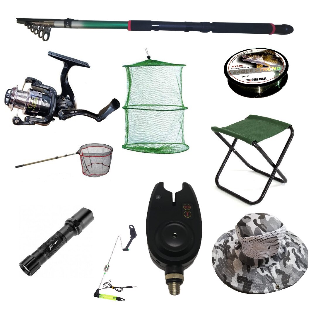 Set lanseta pescuit telescopica 3.6m, mulineta QFC1000 pentru Pescuit Sportiv si accesorii