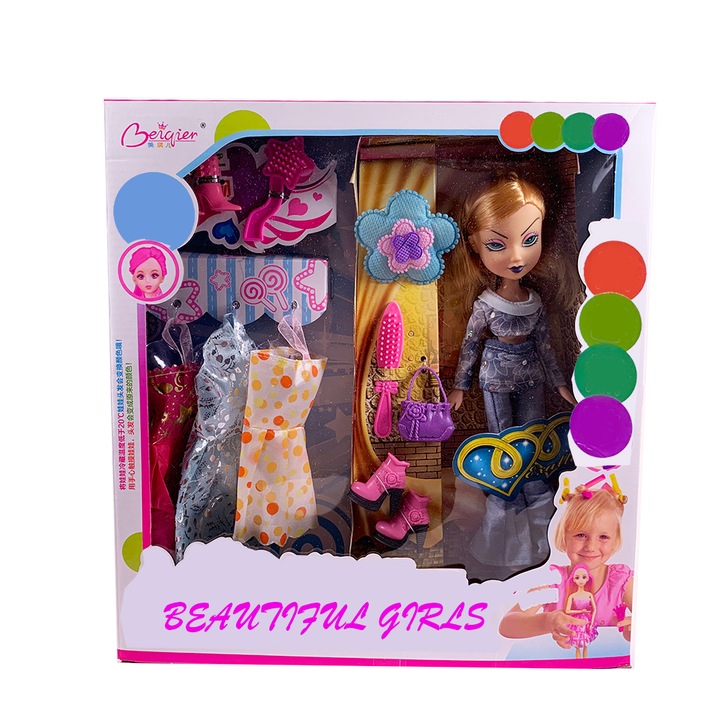 Chippo Beautiful Girls Doll - csizma, baba 3 ruhával, 30 cm, kék, 972316-3