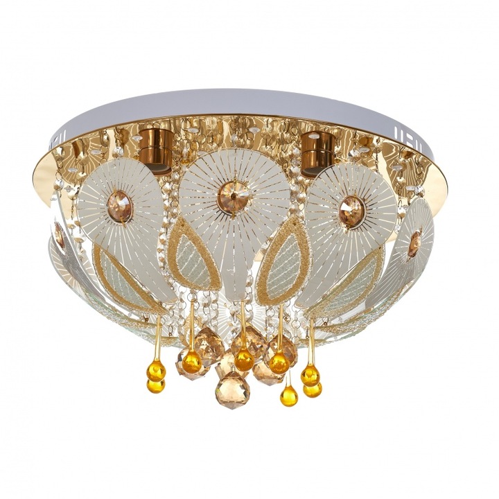 Plafoniera EL 1834/50 GD, 6xE27+LED RGB, Auriu