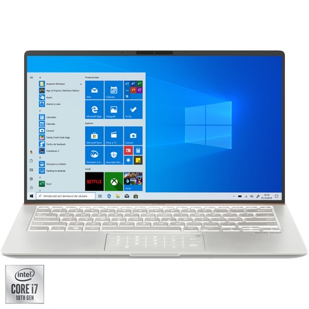 Laptop utraportabil ASUS ZenBook 14 UX433FAC cu procesor Intel® Core™ i7-10510U pana la 4.90 GHz Comet Lake, 14", Full HD, 8GB, 512GB SSD, Intel UHD Graphics 620, Windows 10, Icicle Silver