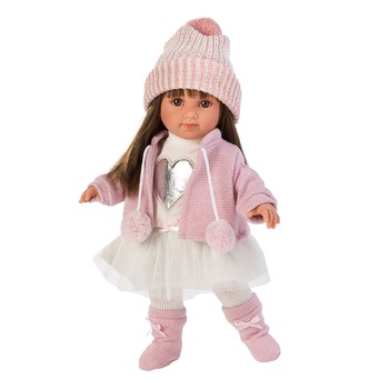 Papusa cu cardigan si caciulita Llorens, Sara, 35 cm Papusa cu cardigan si caciulita Llorens, Sara, 35 cm