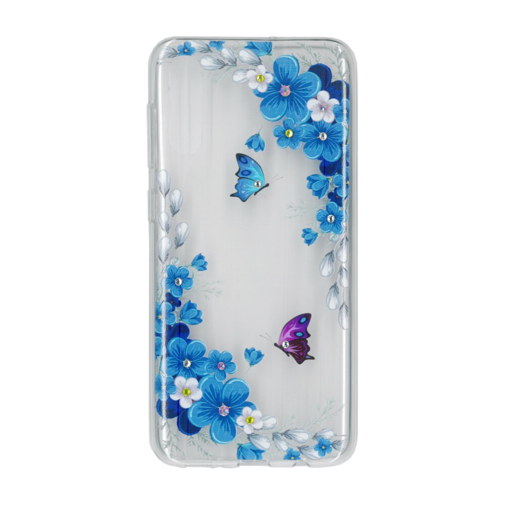 Husa silicon motiv floral si cristal, pentru Samsung Galaxy A50, M1