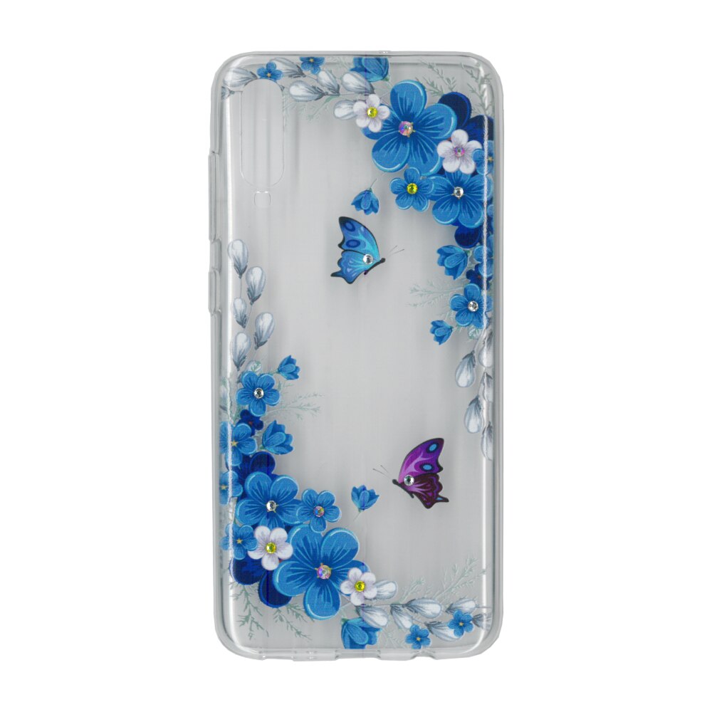 Husa silicon motiv floral si cristal, pentru Samsung Galaxy A70, M1