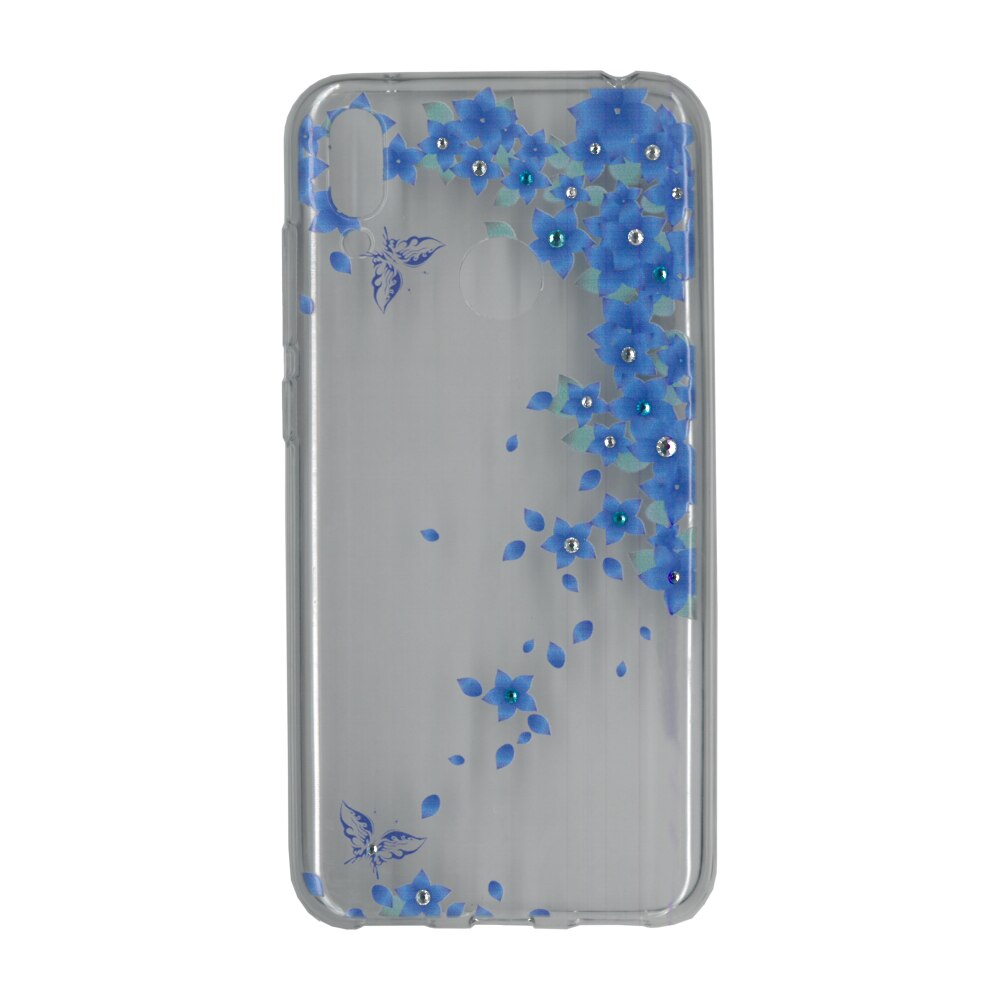 Husa silicon motiv floral si cristal, pentru Huawei Y7 2019, M3