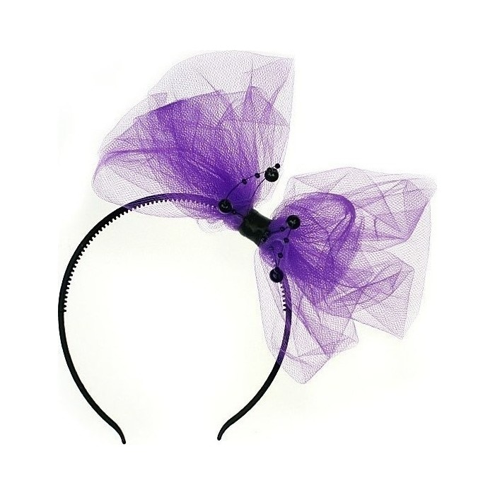 Cordeluta Neagra cu Accesoriu din Tul Mov