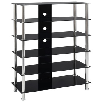 Comoda TV, vidaXL, Sticla securizata, Negru, 90 x 40 x 113 cm Comoda TV, vidaXL, Sticla securizata, Negru, 90 x 40 x 113 cm