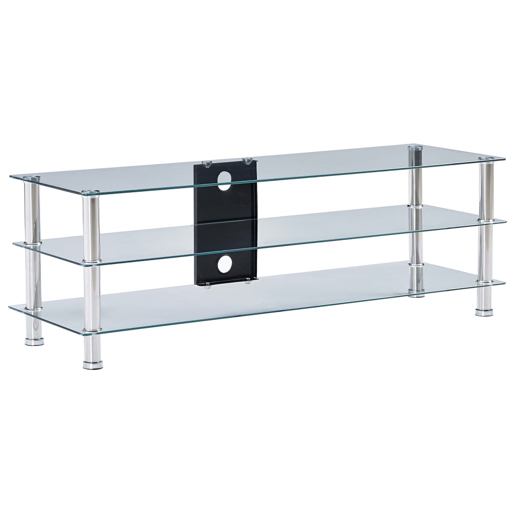 Comoda TV, vidaXL, Sticla securizata, Transparent, 120 x 40 x 40 cm