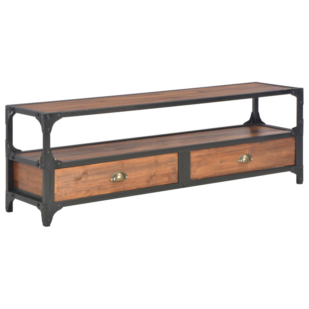 Comoda TV, vidaXL, Lemn masiv de pin, Maro, 120 x 30 x 40 cm