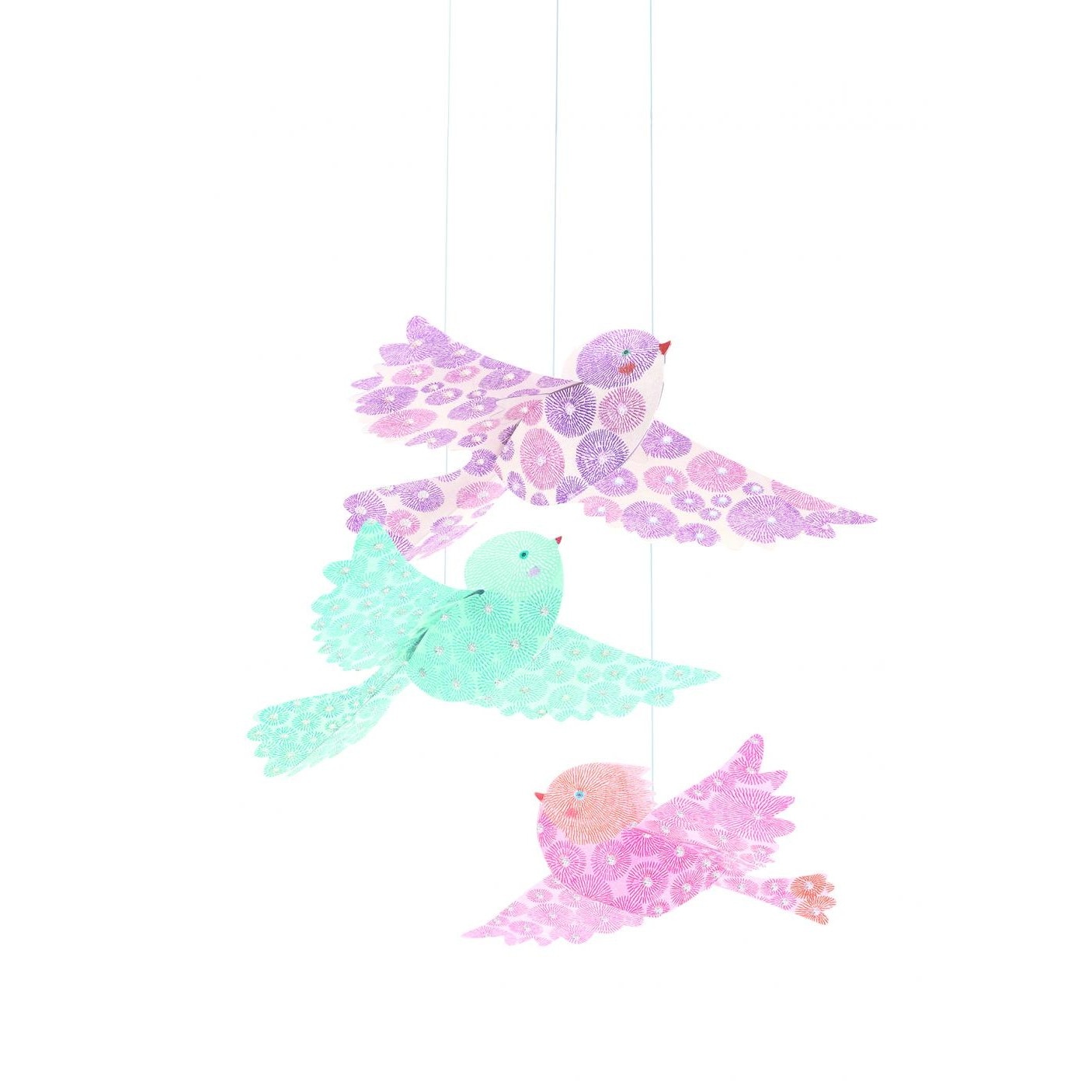 Set 3 decoratiuni de agatat DJECO cu pasarele din hartie