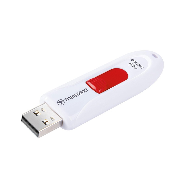 USB памет 8GB Transcend JetFlash 590, бял/червен, USB 2.0 TS8GJF590W