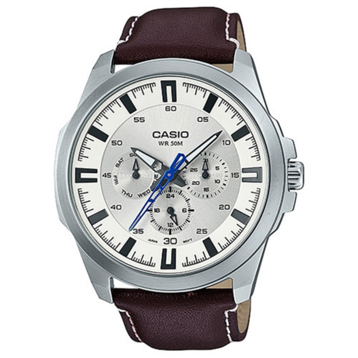 Mъжки часовник Casio с кожена каишка MTP-SW310L-7A