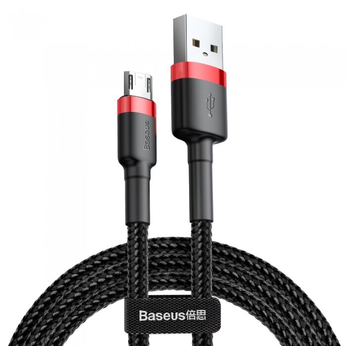 Cablu de date/incarcare Baseus, Cafule MicroUSB, 50 cm 2.4 A, Negru/Rosu