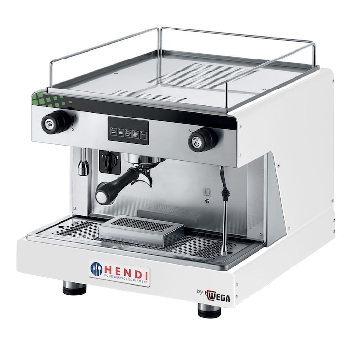 Професионална еспресо машина Hendi Top Line BY WEGA 2900 W Бяла 530x555x(H)515 мм електронно управление програмиране до 4 кафета на група