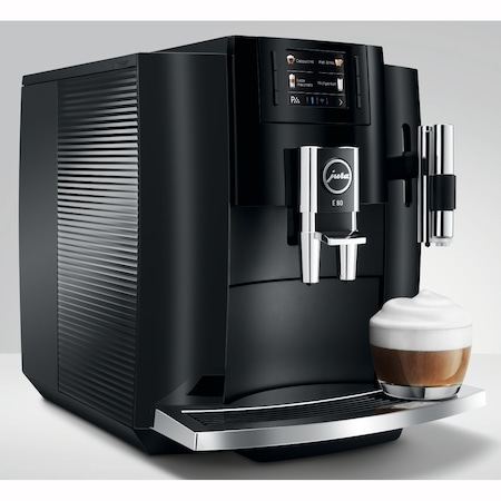 Espressor automat Jura E80 2019, 15 bari, 1.9 l, 280 gr, 15 specialitati One Touch, duza spuma fina Easy Fine Foam, afisaj TFT, Negru