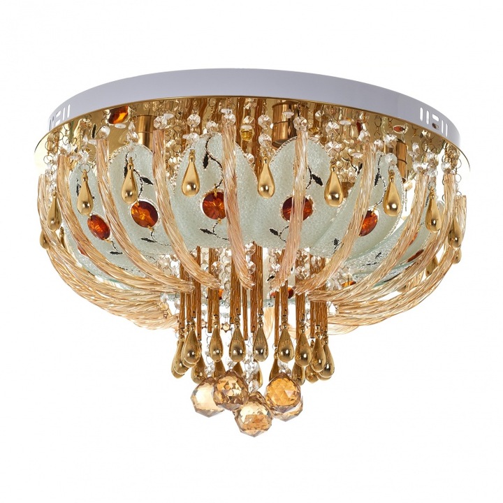 Plafoniera EL 1836/50 GD, 6xE27+LED RGB, Auriu