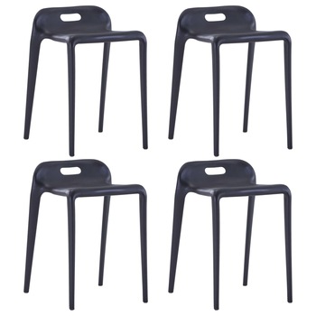 Set de 4 scaune stivuibile, vidaXL, 36,5 x 41 x 54,5 cm, Negru, Plastic Set de 4 scaune stivuibile, vidaXL, 36,5 x 41 x 54,5 cm, Negru, Plastic