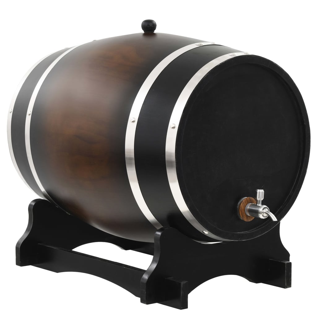Butoi de vin cu robinet, vidaXL, 35 L, lemn masiv de pin, Maro inchis