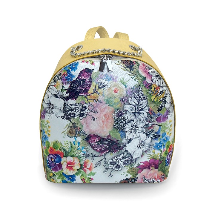 Rucsac din piele naturala personalizat cu print digital, Colloris, RD-01 Pasare 02