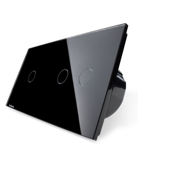 Intrerupator simplu + dublu cu touch Livolo din sticla, Negru