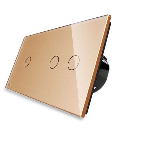 Intrerupator simplu + dublu cu touch Livolo din sticla, Auriu