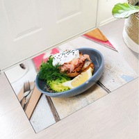 Covor Intrare Impermeabil Pres PVC Art Factory Peste, avocado si crema de branza, 50 x 70 cm