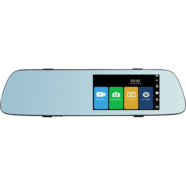 Видеорегистратор DVR PNI Voyager S2000, Full HD, Вграден в огледало за обратно виждане 1080P 170 градуса, 5", IPS сензорен екран, Прилага се върху огледалото за обратно виждане, 120-градусовата VGA камера, Нощен режим, Режим паркинг, Слот за карта