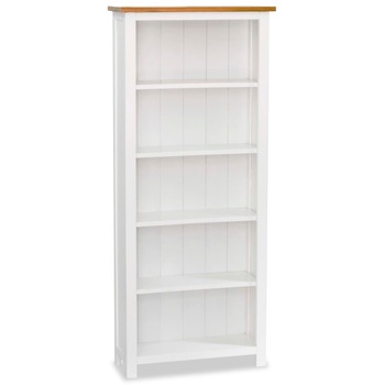 Biblioteca 6 rafturi, vidaXL, 60 x 22,5 x 140 cm, Lemn masiv stejar, Alb si maro Biblioteca 6 rafturi, vidaXL, 60 x 22,5 x 140 cm, Lemn masiv stejar, Alb si maro