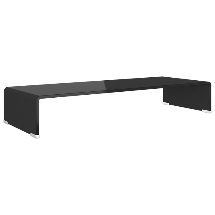 Стойка за телевизор/монитор vidaXL, стъкло, черна, 80x30x13 см, 8.74 Kg